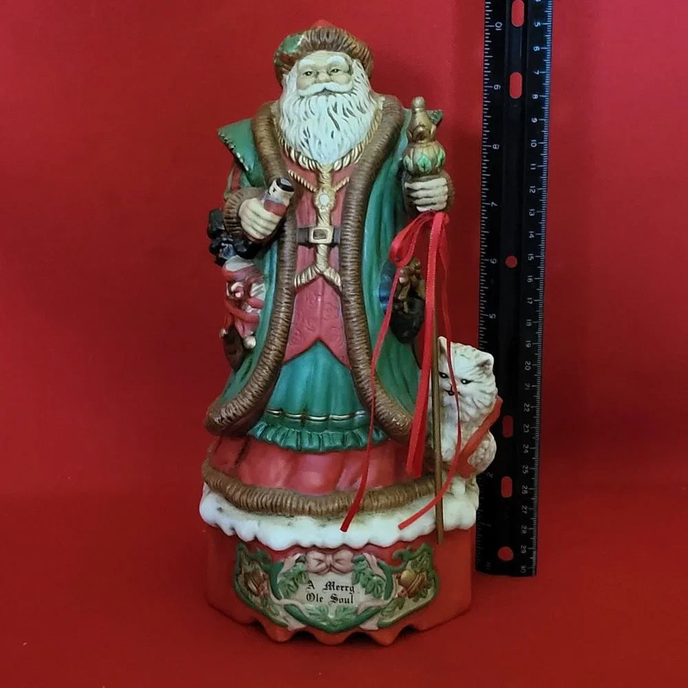 VTG Porcelain Santa Musical Plays Santa Claus Is Coming To Town Merry Ole Soul I